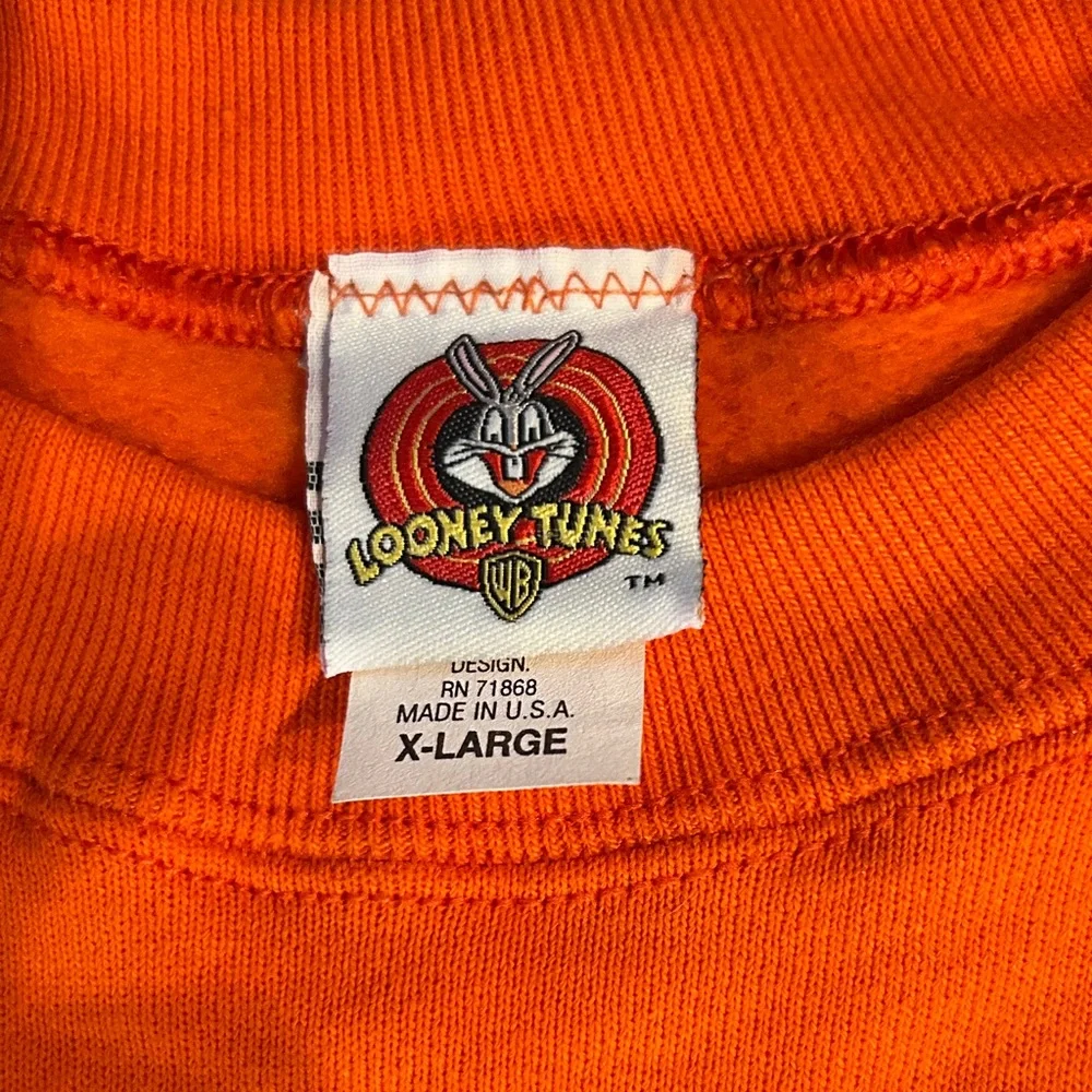 Vintage Looney Tunes Orange Halloween Sweatshirt Men’s X Large Preowned - Picture 3 of 4